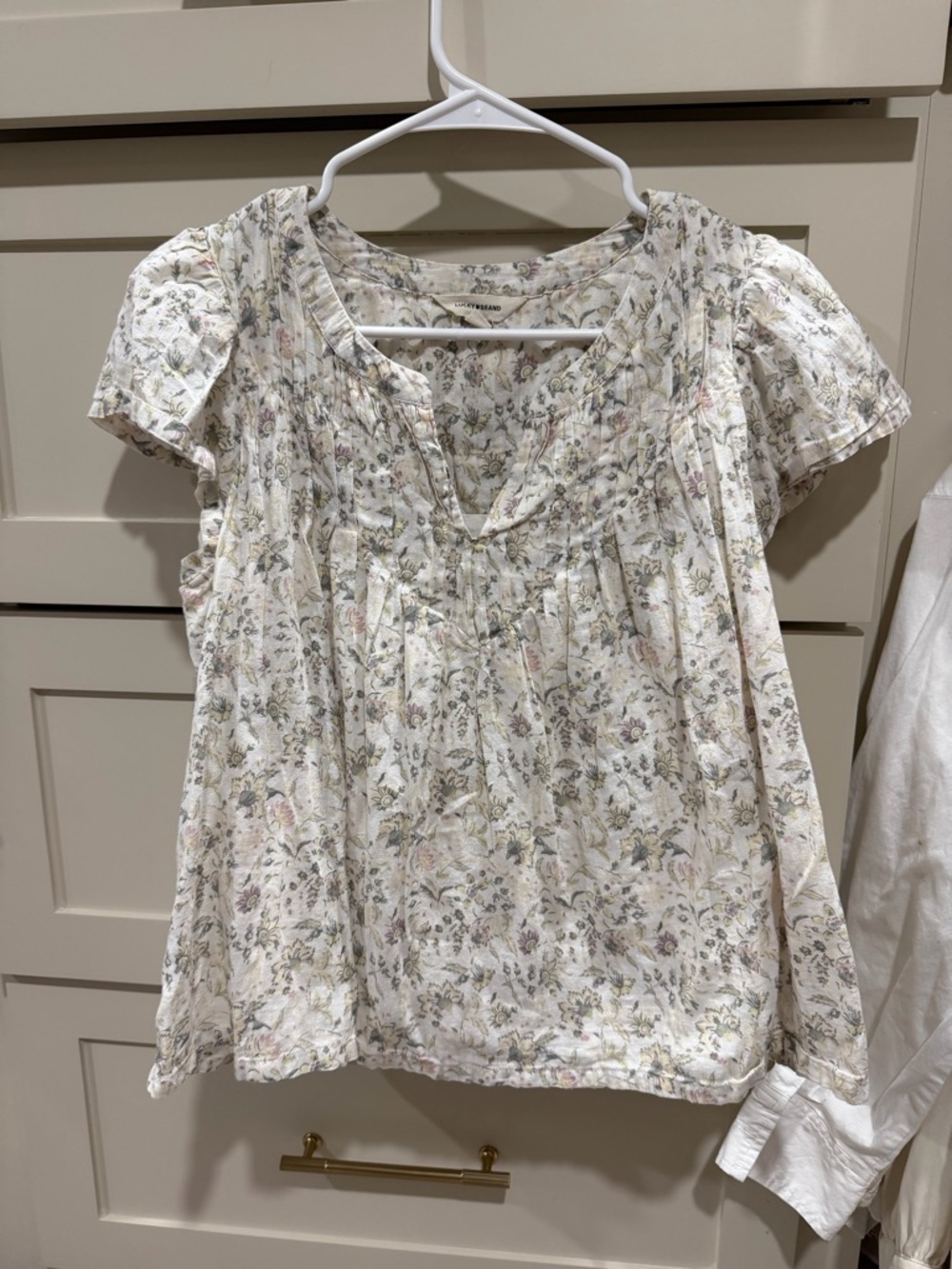 Lucky Brand Floral Cap Sleeve Cotton Top